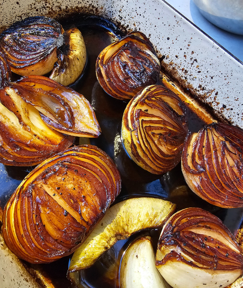 Cebollas asadas y caramelizadas